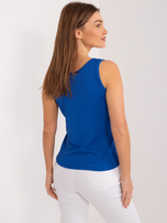 Hurtownia Kobaltowy casualowy top z naszywką