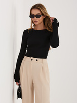 Czarna prążkowana bluzka z dziurami na kciuki RUE PARIS 