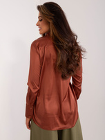 Hurtownia Brązowa gładka koszula z kołnierzem