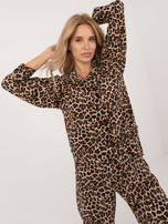 Hurt Beżowo-czarny dwuczęściowy komplet ze spodniami w panterkę