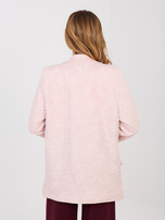 Pastelowa różowa damska marynarka z fakturowej tkaniny RUE PARIS 