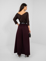 Śliwkowe spodnie spodnie palazzo z paskiem RUE PARIS
