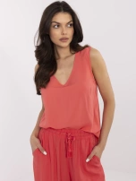 Koralowa letnia bluzka w jednolitym kolorze SUBLEVEL 