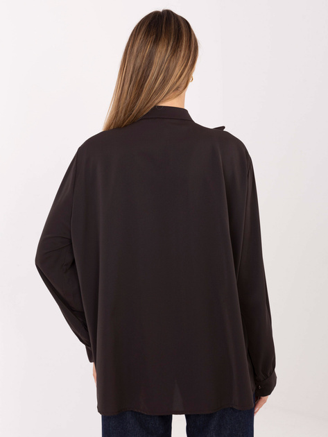 Czekoladowa koszula z plisowanym żabotem