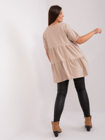 Hurt Beżowa długa bluzka plus size z bawełny