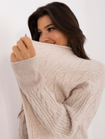 Hurtownia Beżowy damski kardigan z warkoczami 