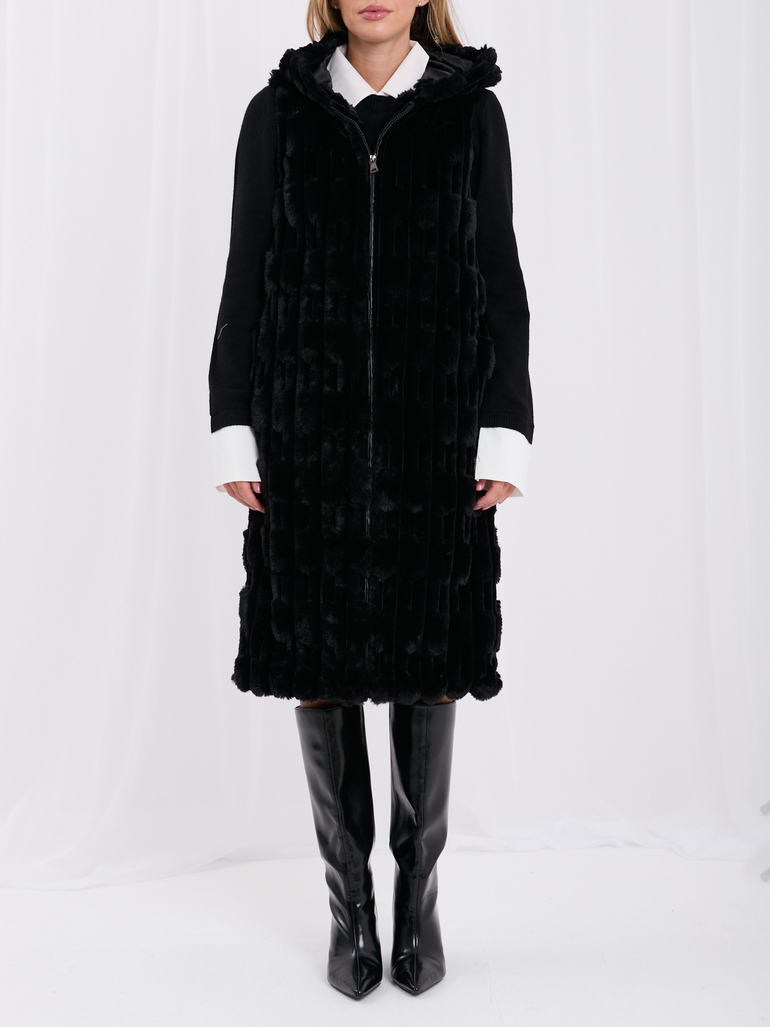 Wholesale Black fur vest with zipper