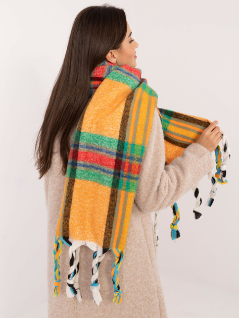 Hurtownia Pomarańczowy ciepły szal w kratę