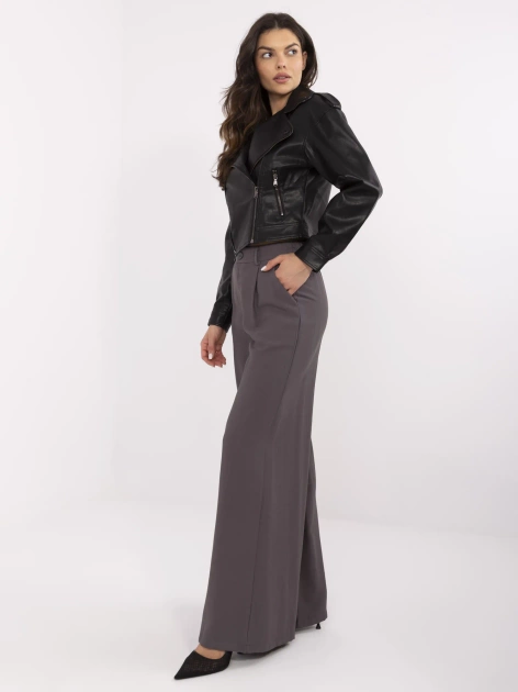 Grafitowe garniturowe spodnie z wysokim stanem