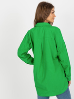 Großhandel Grüne aufgeknöpfte Oversize-Bluse mit Stickerei.