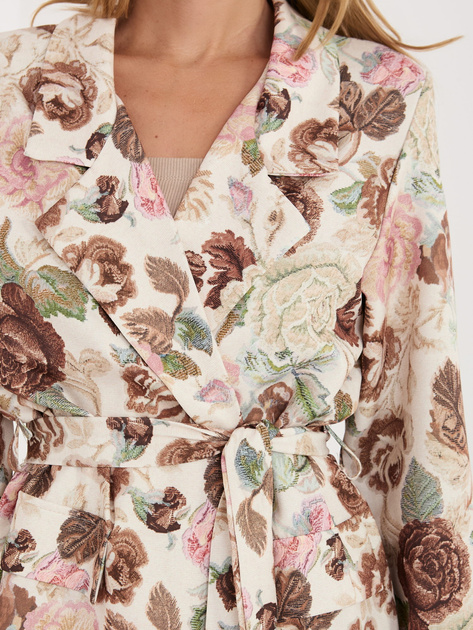 Brązowa długa marynarka z jednorzędowym zapięciem