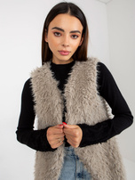 Hurtownia Jasnoszara futrzana kamizelka z kiszeniami Hallie 