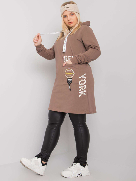 Brązowa tunika plus size z kapturem Ashford