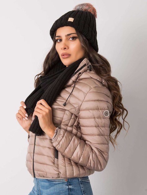 Czarny komplet zimowy z czapką i szalikiem Rubby RUE PARIS