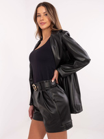 Czarne szorty z ekoskóry z kieszeniami RUE PARIS