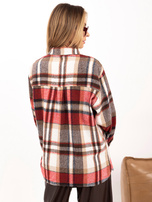 Czerwona flanelowa koszula oversize w kratę