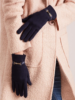 Granatowe rękawiczki damskie z klamerką