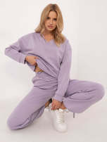 Hurt Liliowy dresowy komplet z bluzą z dekoltem V