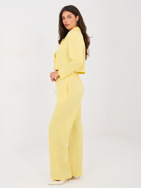 Jasnożółty dwuczęściowy komplet z marynarką RUE PARIS