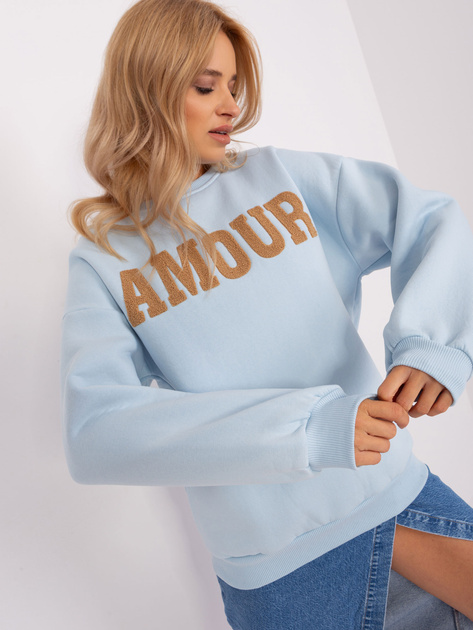 Hurtownia Jasnoniebieska ocieplana bluza bez kaptura