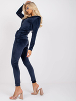 Granatowy komplet welurowy z kapturem Ilaria 