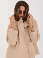 Camelowy płaszcz oversize z szerokimi rękawami RUE PARIS 