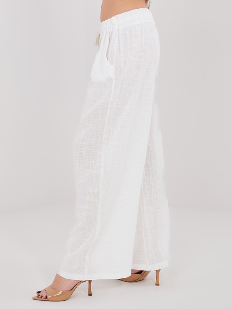 Ecru zwiewne spodnie od kompletu