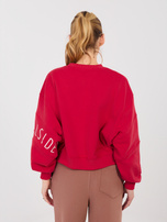 Czerwona krótka bluza z haftowanym napisem NATURAL SIDE