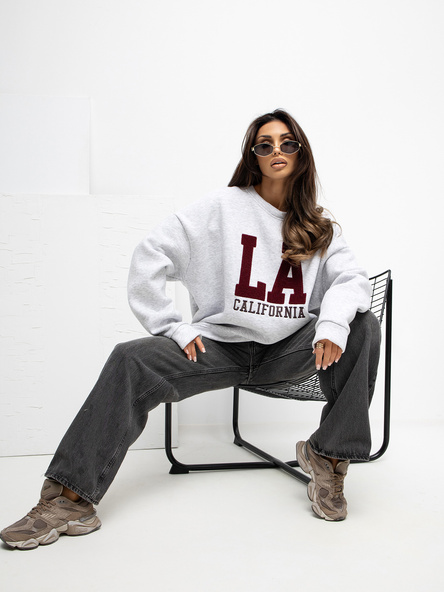 Jasnoszara bluza z okrągłym dekoltem RUE PARIS