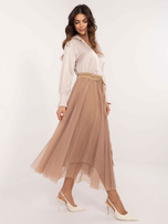 Hurt Camelowa tiulowa spódnica z gumką w pasie