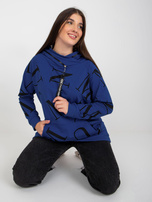 Hurt Ciemnoniebieska damska bluza plus size z literami 