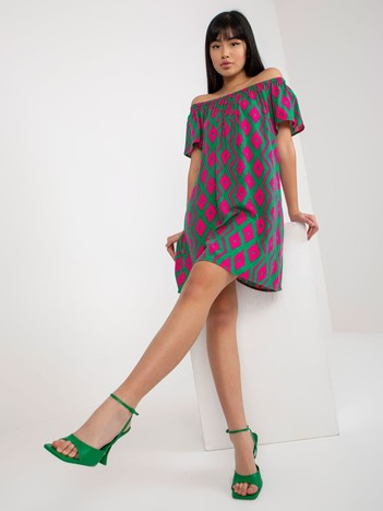 Hurt Zielona letnia sukienka hiszpanka z printami FRESH MADE