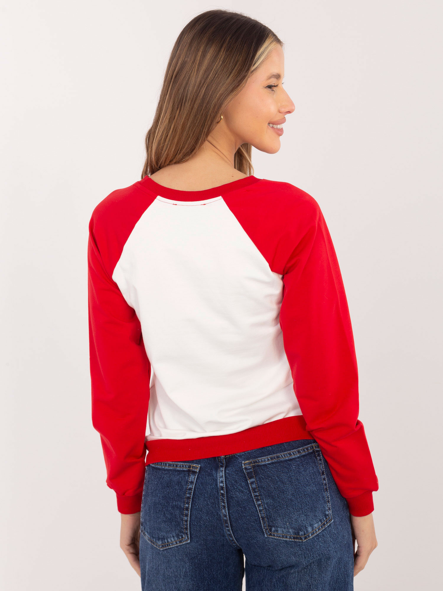 Bílo-červená mikina s potiskem Samantha RUE PARIS.