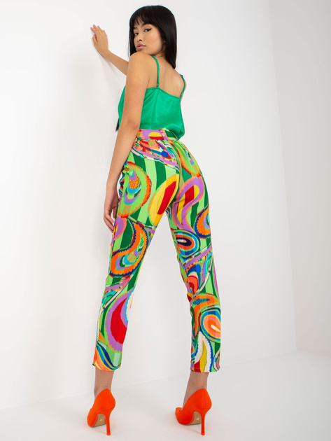 Hurt Zielone damskie spodnie cygaretki z paskiem