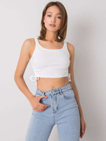 Biały crop top ze ściągaczami Loretta RUE PARIS