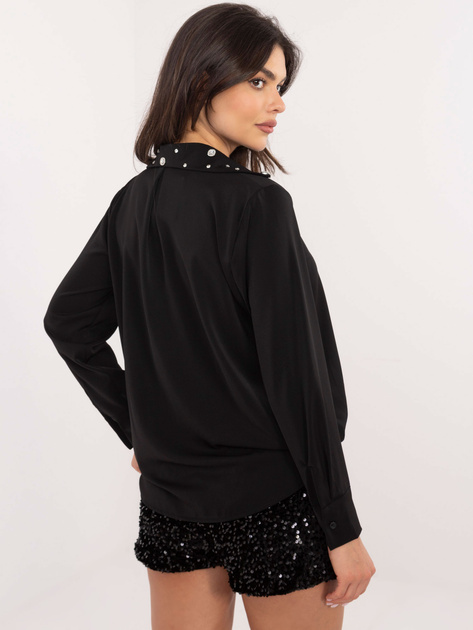 Hurt Czarna elegancka koszula z ozdobnym kołnierzykiem