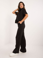 Hurt Czarny połyskujący komplet dwuczęściowy ze spodniami