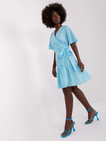 Hurt Light blue cotton dress with a ruffle.