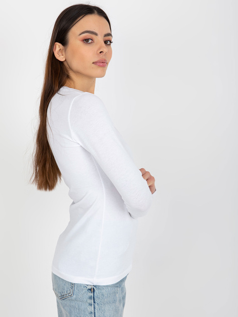 Hurtownia Biała bluzka basic longsleeve z bawełny
