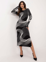 Hurt Czarno-biała sukienka z printem i wiązaniem na plecach