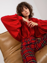 Hurtownia Ciemnoczerwona damska koszula z szerokimi rękawami