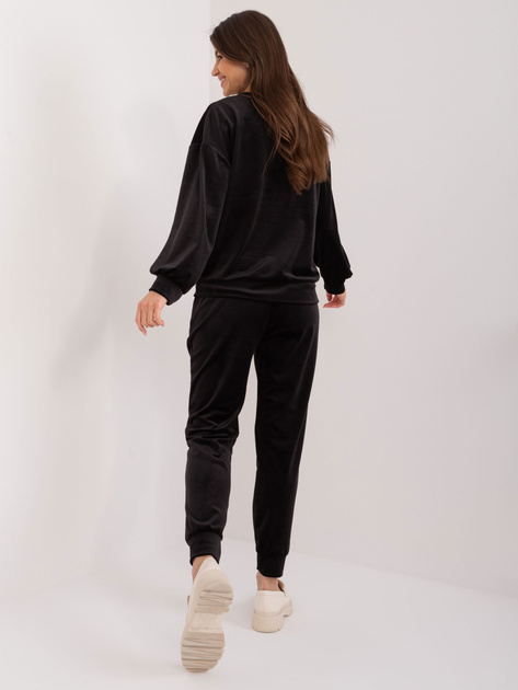 Hurtownia Czarny dwuczęściowy komplet z weluru