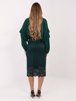 Ciemnozielona koronkowa spódnica z podszewką