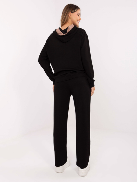 Czarno-beżowy dresowy komplet z prostymi spodniami