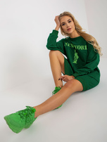 Hurt Ciemnozielono-zielona długa bluza oversize z napisem