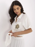 Ecru muślinowa koszula z wiązaniem