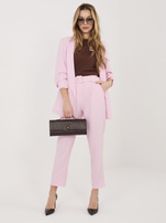 Jasnoróżowy elegancki komplet z marszczonymi rękawami  RUE PARIS 