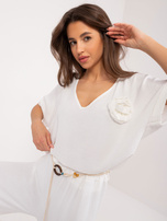 Hurtownia online Ecru bluzka oversize z dekoltem V