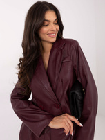 Burgundowa marynarka z ekoskóry od kompletu