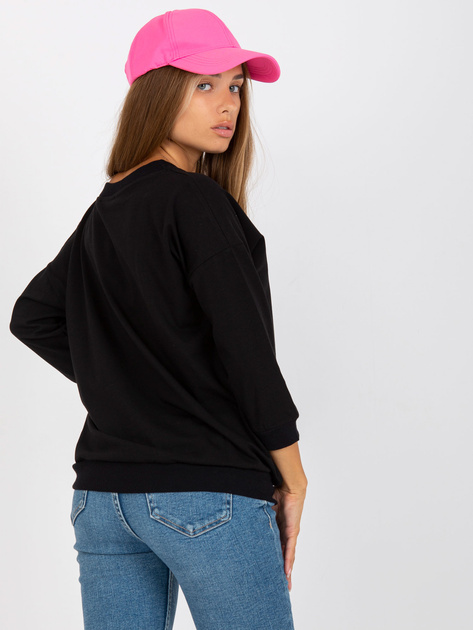 Hurtownia online Czarna bawełniana bluzka basic z kieszenią